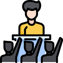 Man speaking icon. Filled outline design. For presentation, graphic design, mobile application.