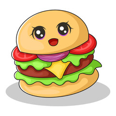 Cute Burger Character Design Illustration