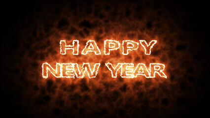 Obraz premium Happy New Year fire effect design. Happy New Year 2024. New Year's Eve 2024. Creative Christmas background.