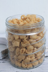 Indonesian snack called potel in a jar on the table