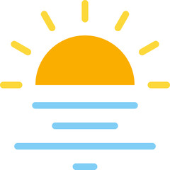 Sunset icon. Flat design. For presentation, graphic design, mobile application.