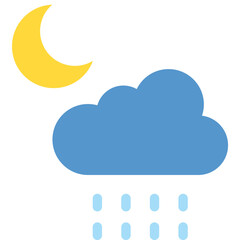 Downpour at night icon. Flat design. For presentation, graphic design, mobile application.