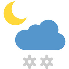 Fototapeta premium Snow at night icon. Flat design. For presentation, graphic design, mobile application.