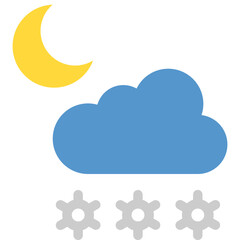 Snow at night icon. Flat design. For presentation, graphic design, mobile application.