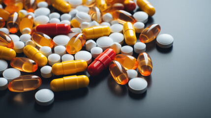 Loose assortment of vitamin pills on table surface