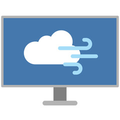 Weather on computer icon. Flat design. For presentation, graphic design, mobile application.