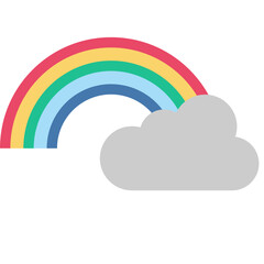 Fototapeta premium Rainbow and cloud icon. Flat design. For presentation, graphic design, mobile application.