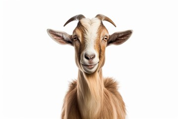 Frontal view of a goat, isolated, white background