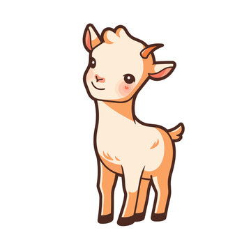 Cute cartoon sheep on white background. Vector illustration of a goat.