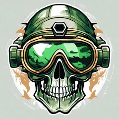 military logo skull night vision goggle, sticker for shirt or product design.