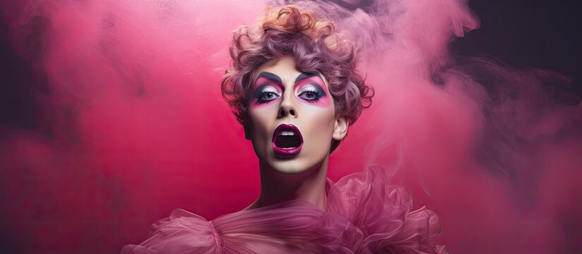 Theater performance involving a loud drag artist.