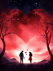 Valentine day anniversary watercolor background wallpaper, Generative Ai