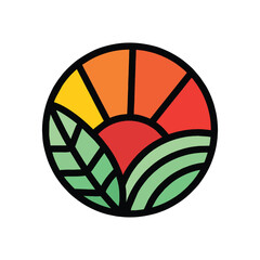 Colorful Sun Logo Vector Design illustration Emblem