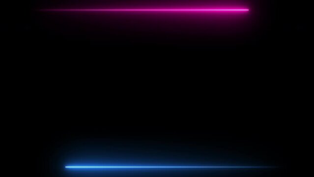 Neon border glowing frame background. Square rectangle neon border picture frame with on isolated black background. 4K Resolution