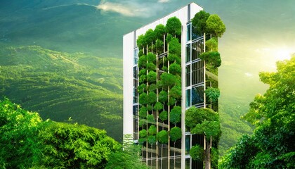 Company building forest decorate, Green company zero carbon. - obrazy, fototapety, plakaty