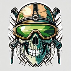 military logo skull night vision goggle, sticker for shirt or product design.