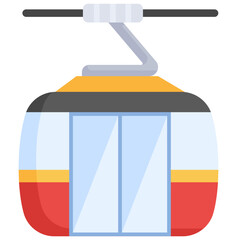 Winter cable car icon. Flat design. For presentation, graphic design, mobile application.
