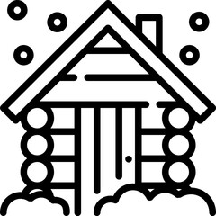 Wooden hut icon. Outline design. For presentation, graphic design, mobile application.