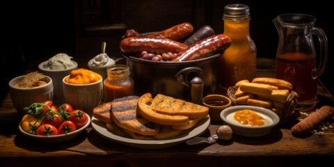 Full English breakfast spread