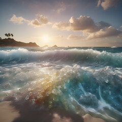 sunset over the sea and gemstones