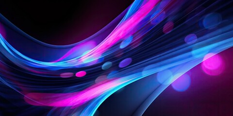 Futuristic digital abstract neon abstract background with pink blue glowing blur lines, 3d rendering.