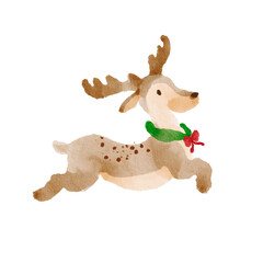 Christmas reindeer watercolor style.