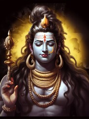 Hindu God Shiva Digital Painting, Generative AI