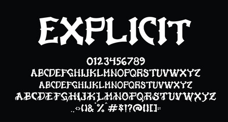 Explicit Blackletter display font Best Alphabet Alphabet Brush Script Logotype Font lettering handwritten