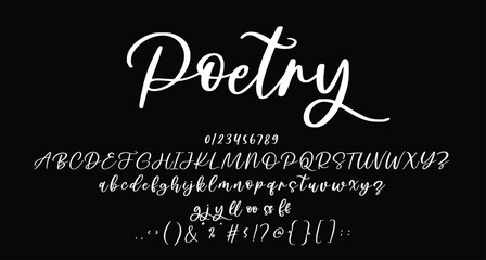 Poetry Beauty Script Handwritten font Best Alphabet Alphabet Brush Script Logotype Font lettering handwritten