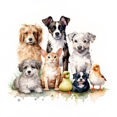 Obraz premium collection of animals, generative ai