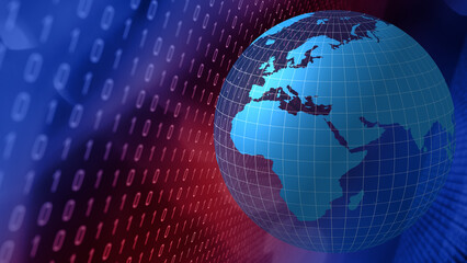 Naklejka premium Cyber security protecting global network from cyber attacks and securing digital world with binary code and algorithm technology news