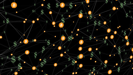 Blockchain investment fund connected to crypto trading, stock trading, and banking. digital market for financial industry, offering decentralized concept on black background