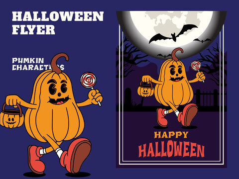 Cartoon Characters Of Various Cute Halloween Elements With A Retro And Handwritten Style, Suitable For Your Posters And Stickers.