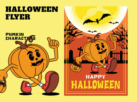 Cartoon Characters Of Various Cute Halloween Elements With A Retro And Handwritten Style, Suitable For Your Posters And Stickers.
