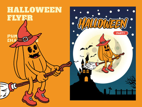 Cartoon Characters Of Various Cute Halloween Elements With A Retro And Handwritten Style, Suitable For Your Posters And Stickers.