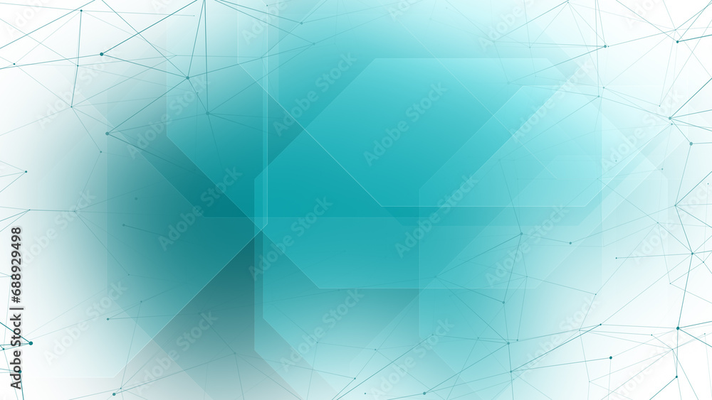 Poster abstract connections connected octagons in geometric composition on white background, creating futur