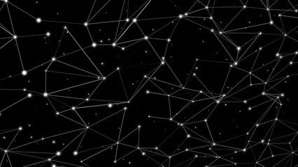 Fototapeta premium Line and dot connections in abstract background exploring formation, chaos, and pattern of connected lines in machine learning through science and technology