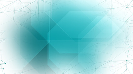 Abstract connections connected octagons in geometric composition on white background, creating futuristic and stylish tech backdrop innovative template for contemporary art and technology science