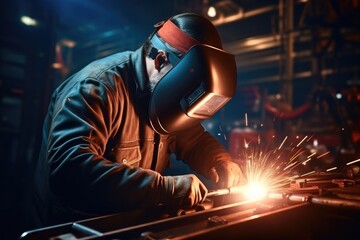 A welder working on a metal surface.
