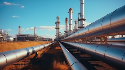 Large oil pipeline and gas pipeline in the process of oil refining and the movement of oil and gas.