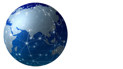 Earth globe with white background global news, breaking news, international world affairs, modern technology and worldwide news broadcast graphics layout backdrop online template © Pablo Lagarto