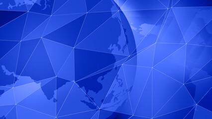 Breaking news globe map triangles offer international news background for world map and global coverage, backdrop for corporate tv stations and media networks