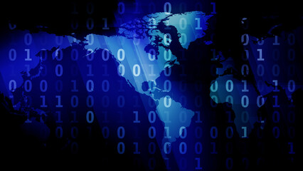 Algorithm mapping binary code in digital world of cybersecurity and global communication for secure cyber defense and data privacy in worldwide news of technology