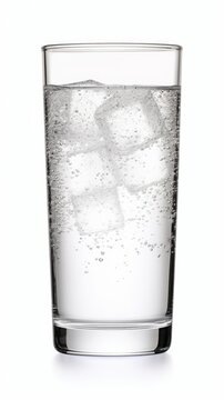 Glass of sparkling water isolated white, Generative AI