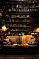 Ultra realistic photograph of design detailed interior with armchair and plants