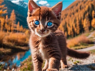 Obraz premium A kitten cute at nature 