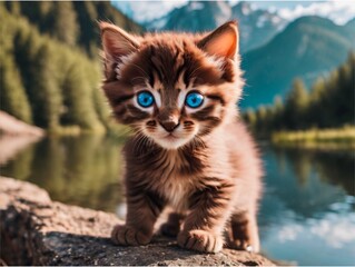 A kitten cute at nature 