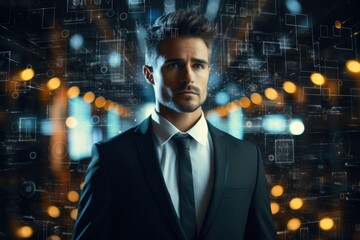 Business man technology big data.