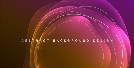 Colorful transparent flowing fluid shapes with glow effect geometric background. Wavy lines round forms. Vector illustration For Wallpaper, Banner, Background, Card, Book Illustration, landing page