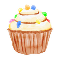 Candy Fancy Cupcake water color painting.